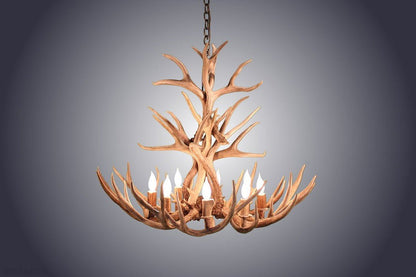 8 Light Reagan Tall Mule Deer Antler Chandelier 36"H-Nobipets