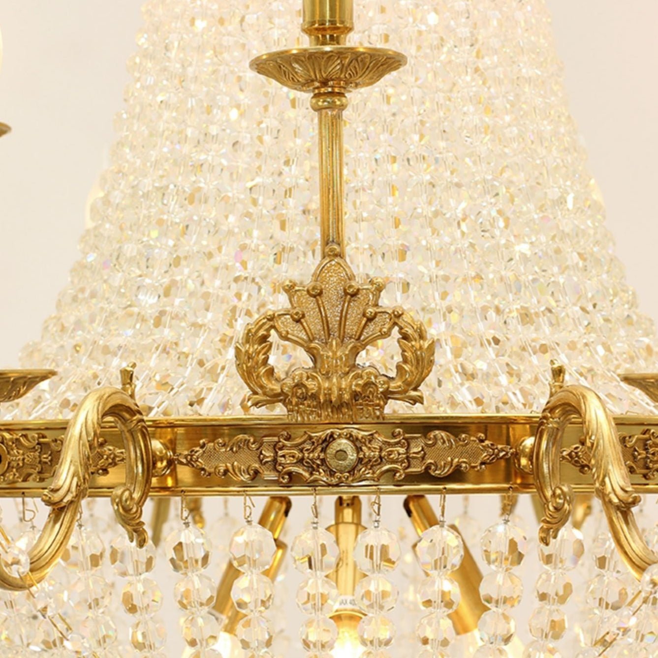 8/12/15 Lights Decorative Empire Brass Candles Crystal Chandelier Romantic Foyer Living Room Ceiling Light Fixture in Pure Copper Finish-Nobipets