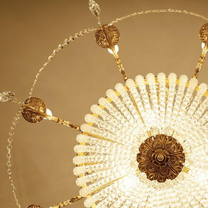 8/12/15 Lights Decorative Empire Brass Candles Crystal Chandelier Romantic Foyer Living Room Ceiling Light Fixture in Pure Copper Finish-Nobipets