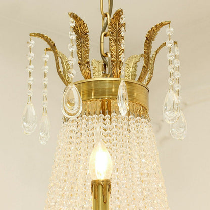 8/12/15 Lights Decorative Empire Brass Candles Crystal Chandelier Romantic Foyer Living Room Ceiling Light Fixture in Pure Copper Finish-Nobipets