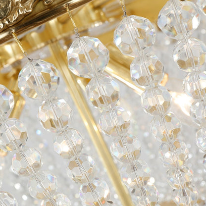 8/12/15 Lights Decorative Empire Brass Candles Crystal Chandelier Romantic Foyer Living Room Ceiling Light Fixture in Pure Copper Finish-Nobipets