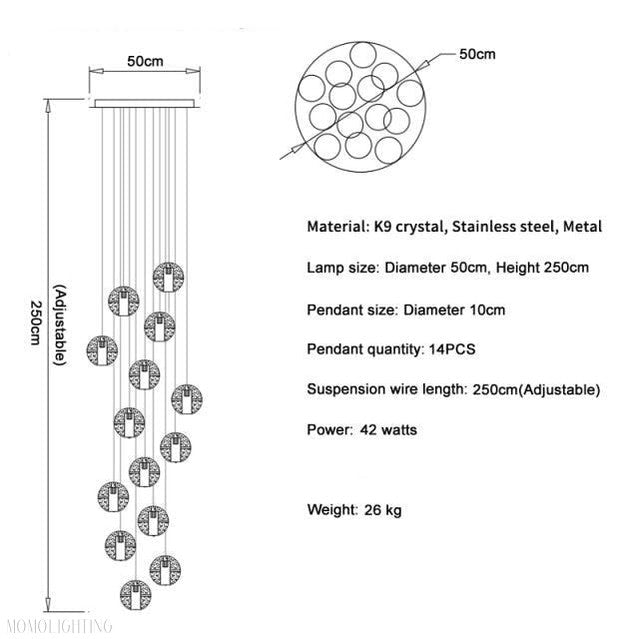 Adonis Suspension Water Drop Chandelier 43-Light-Nobipets