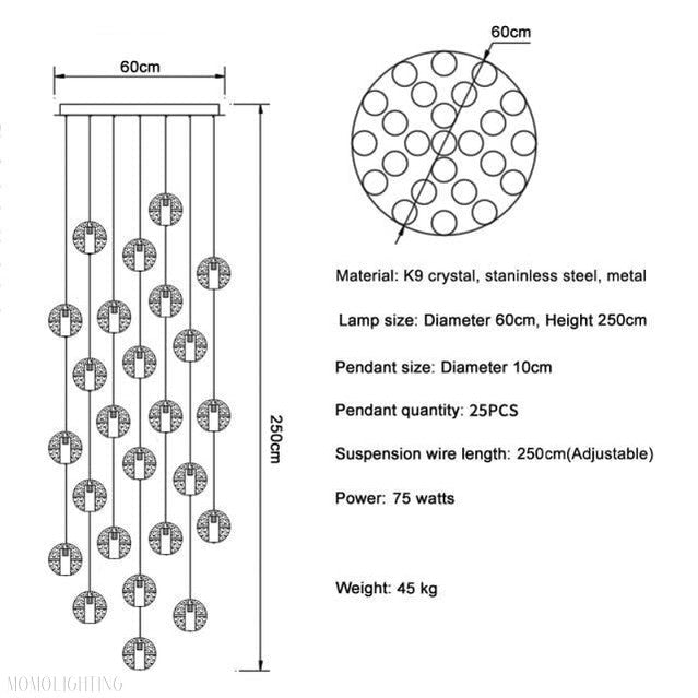 Adonis Suspension Water Drop Chandelier 43-Light-Nobipets
