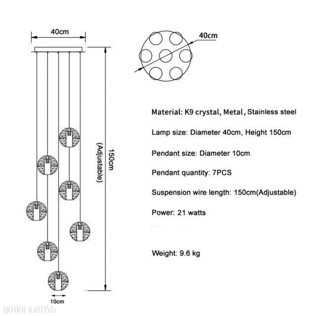 Adonis Suspension Water Drop Chandelier 43-Light-Nobipets