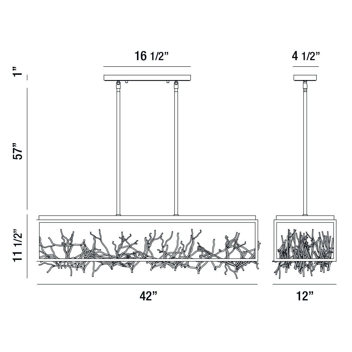 Aerie 8-Light 42" Linear Chandelier-Nobipets