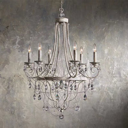Affordable French Vintage Iron Crystal Pendant Candle Chandelier for Living Room / Restaurant / Cafe / Hotel lobby-Nobipets
