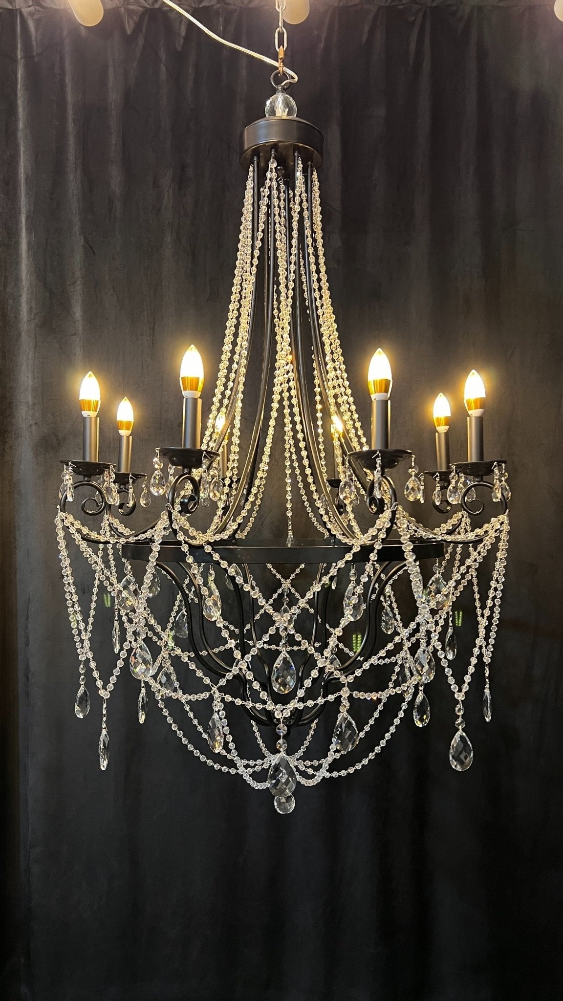 Affordable French Vintage Iron Crystal Pendant Candle Chandelier for Living Room / Restaurant / Cafe / Hotel lobby-Nobipets