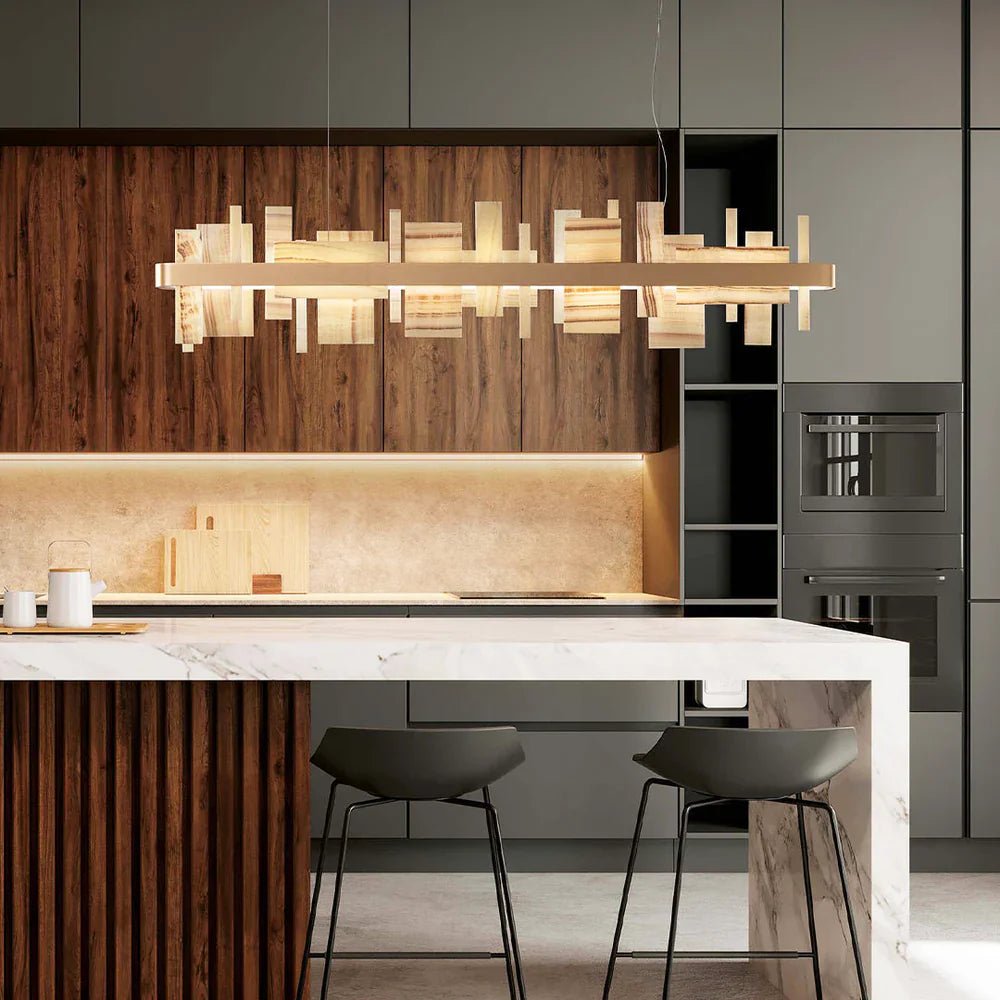 Alabaster Acropolis Round / Linear Chandelier-Nobipets