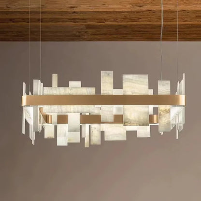 Alabaster Acropolis Round / Linear Chandelier-Nobipets