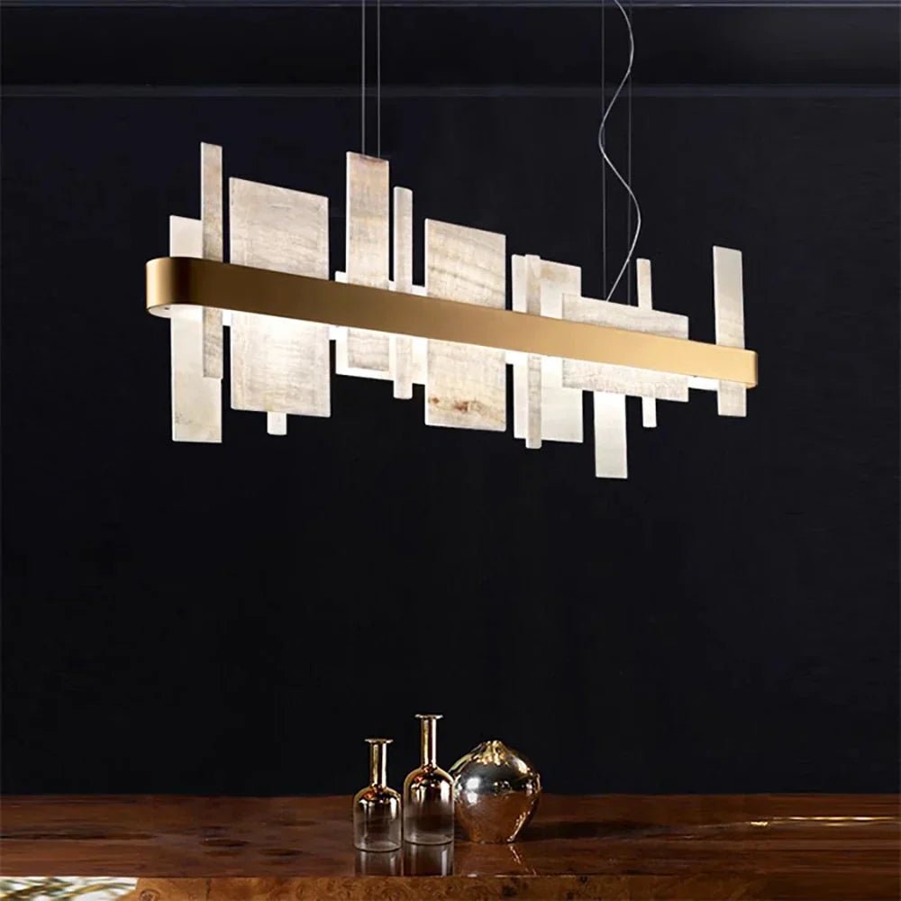 Alabaster Acropolis Round / Linear Chandelier-Nobipets