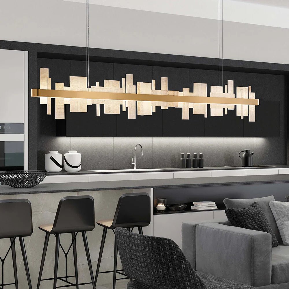 Alabaster Acropolis Round / Linear Chandelier-Nobipets