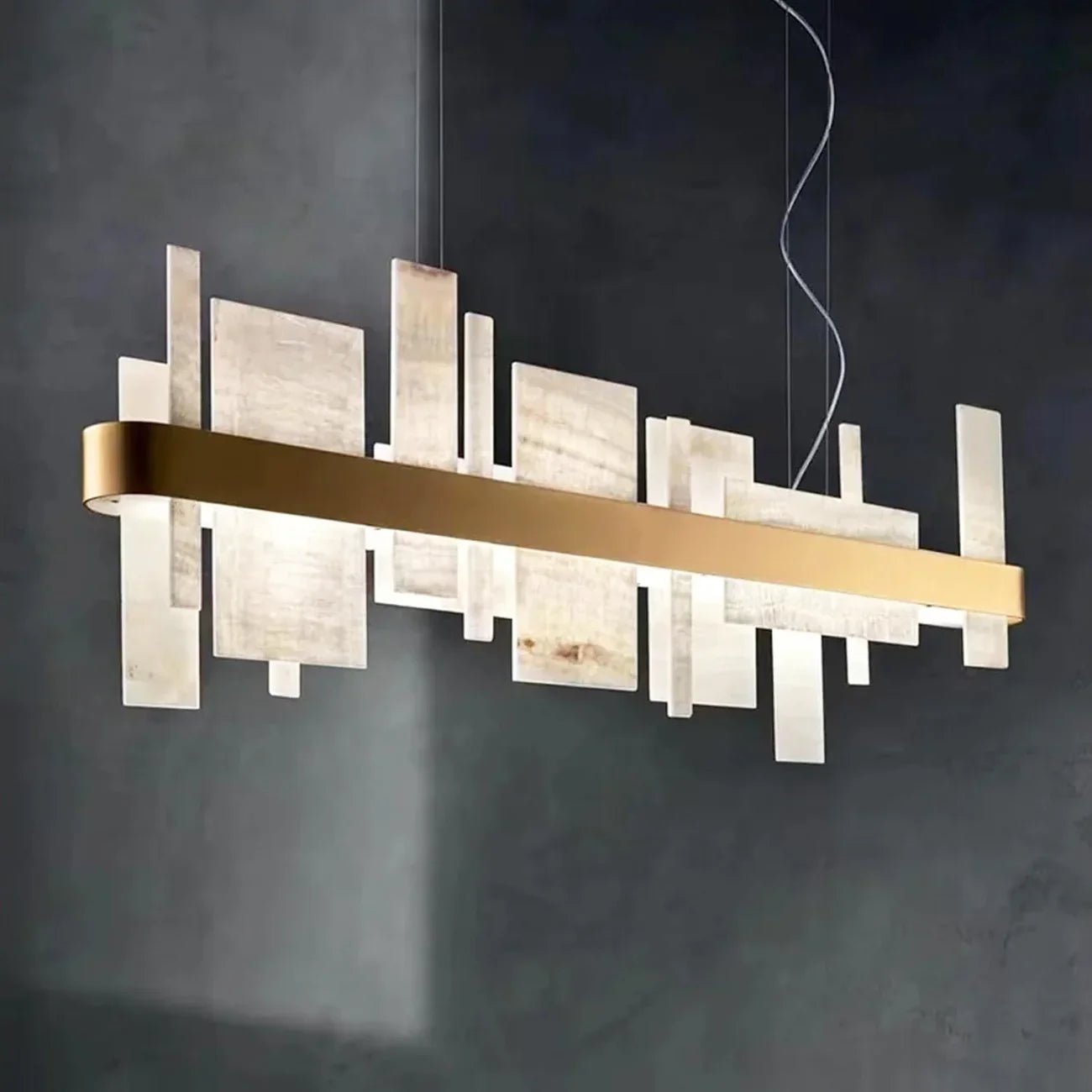 Alabaster Acropolis Round / Linear Chandelier-Nobipets