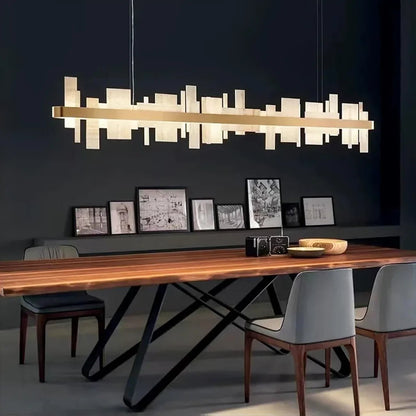Alabaster Acropolis Round / Linear Chandelier-Nobipets