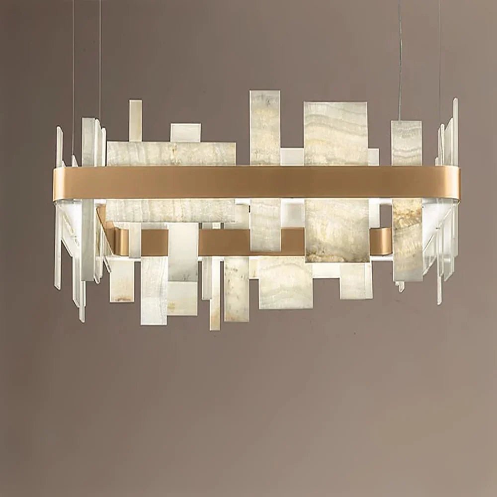 Alabaster Acropolis Round / Linear Chandelier-Nobipets