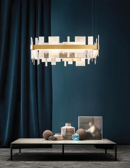 Alabaster Acropolis Round / Linear Chandelier-Nobipets