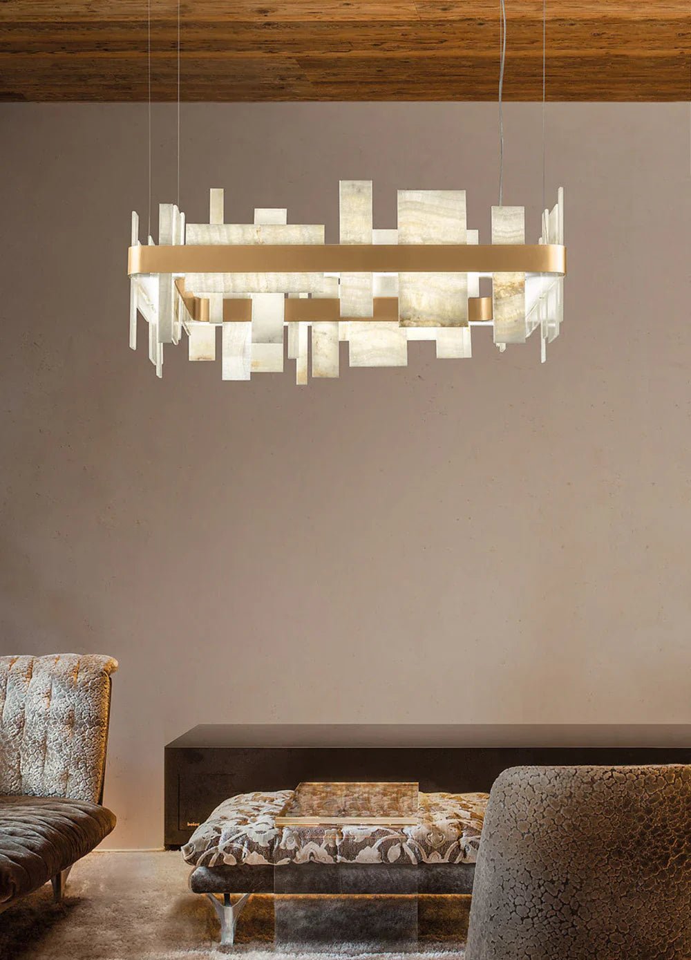 Alabaster Acropolis Round / Linear Chandelier-Nobipets