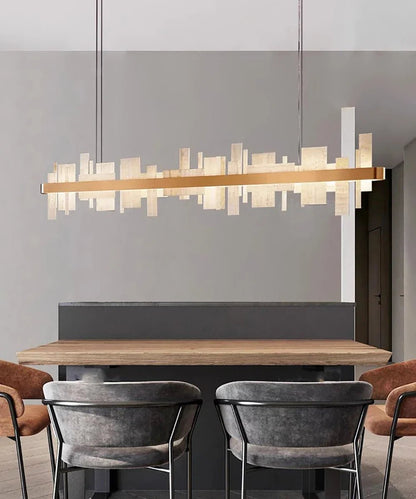 Alabaster Acropolis Round / Linear Chandelier-Nobipets