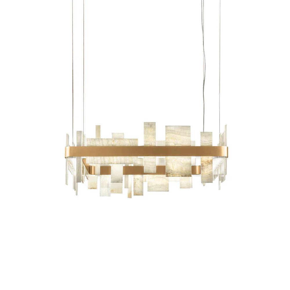 Alabaster Acropolis Round / Linear Chandelier-Nobipets