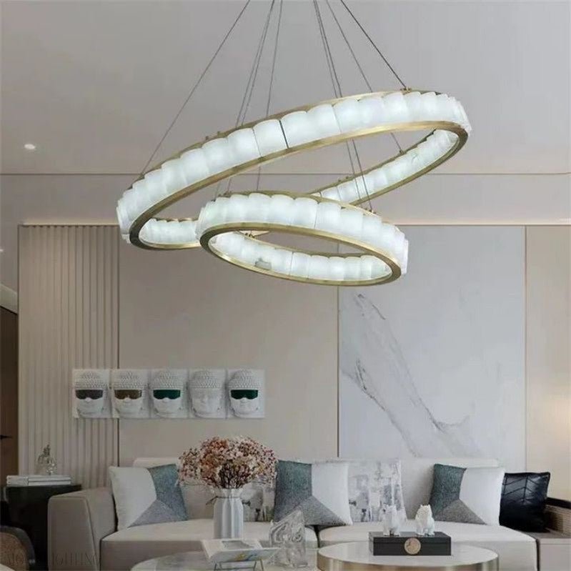 Alabaster Circle Round Chandeliers-Nobipets