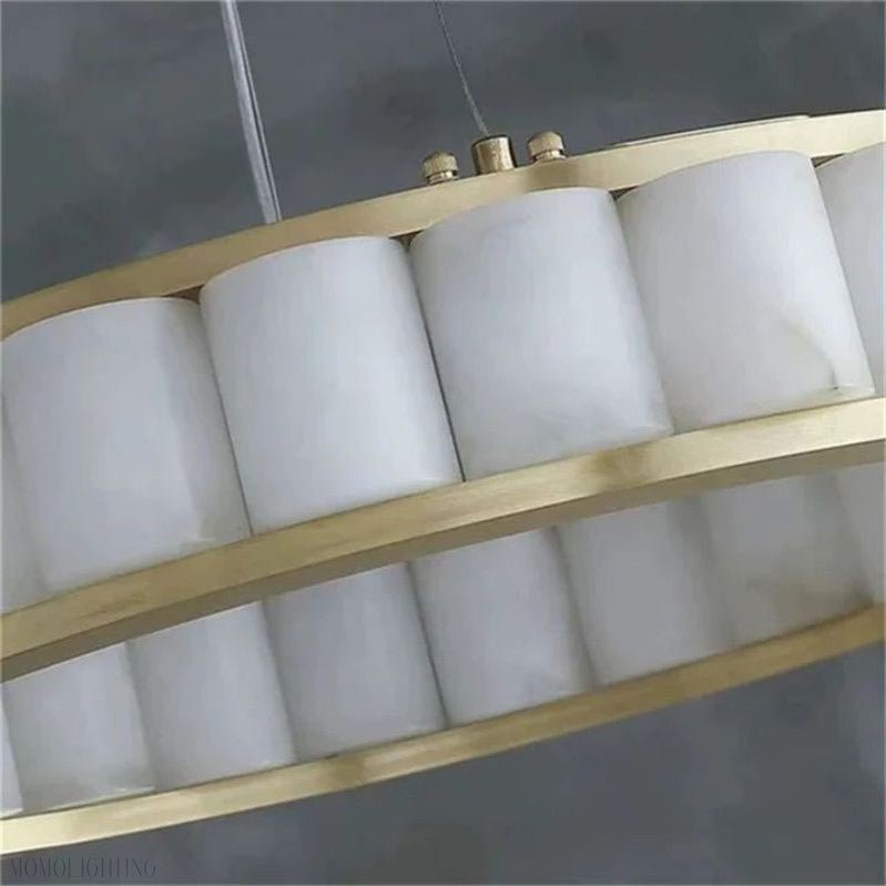 Alabaster Circle Round Chandeliers-Nobipets