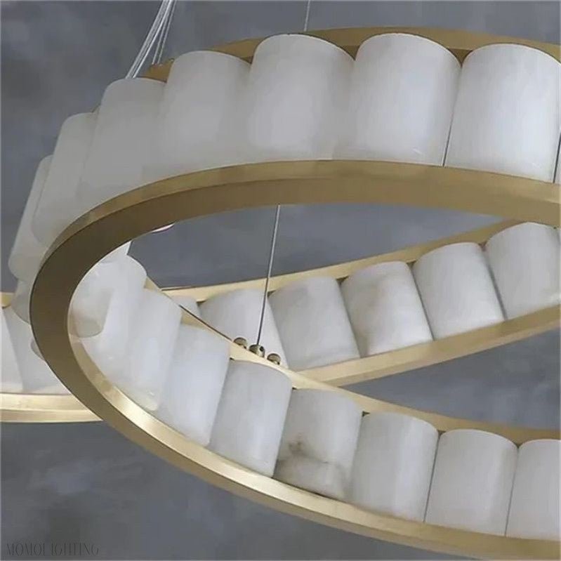 Alabaster Circle Round Chandeliers-Nobipets