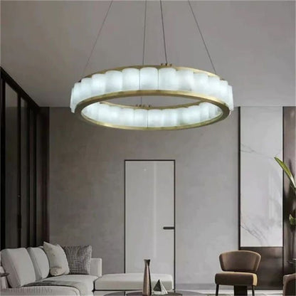 Alabaster Circle Round Chandeliers-Nobipets