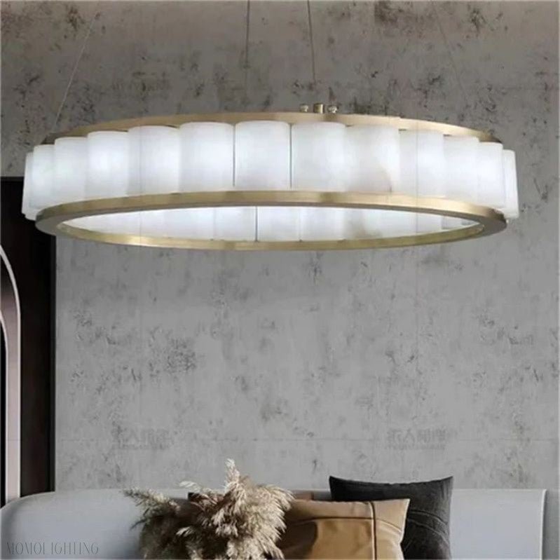 Alabaster Circle Round Chandeliers-Nobipets