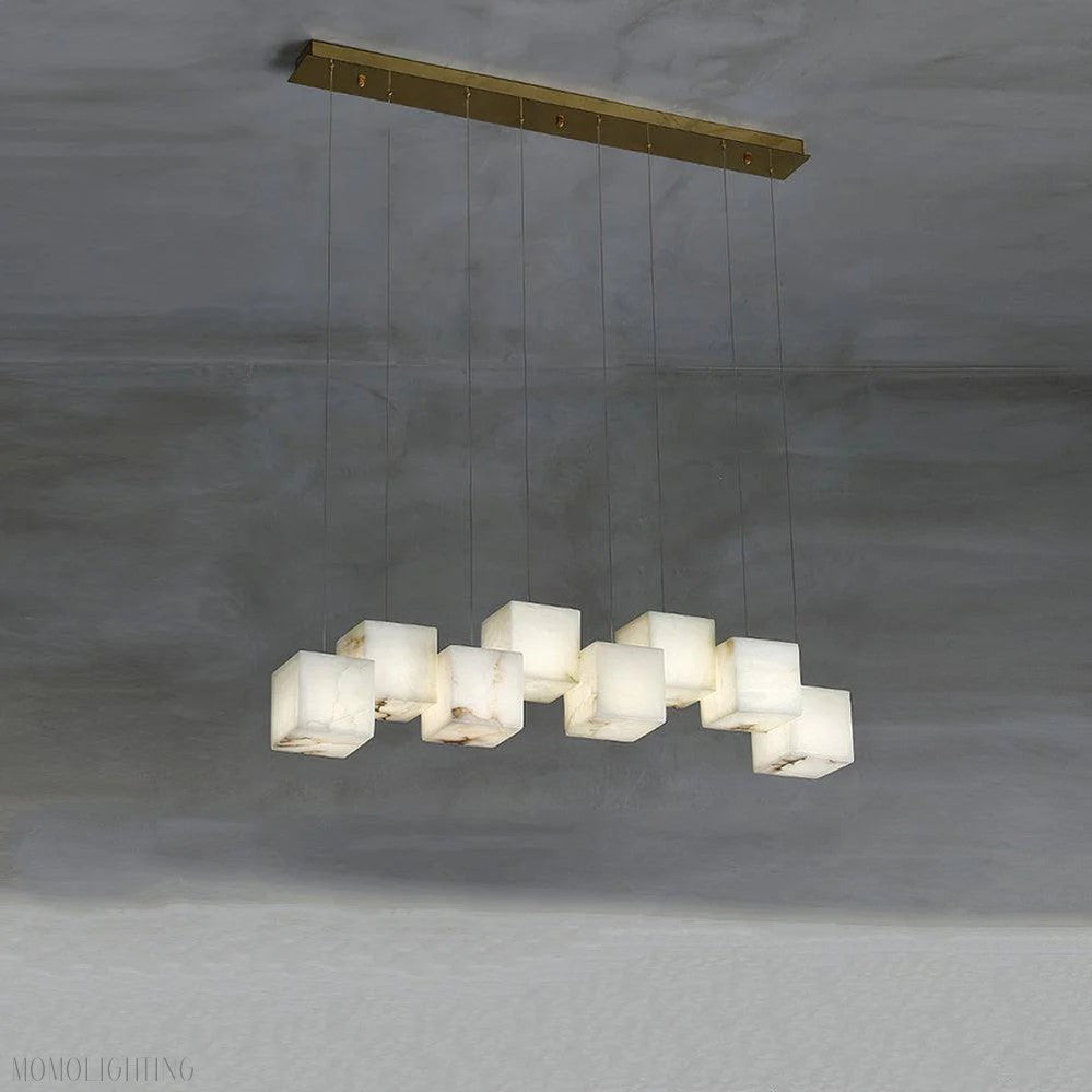 Alabaster Cubic Linear Chandelier-Nobipets