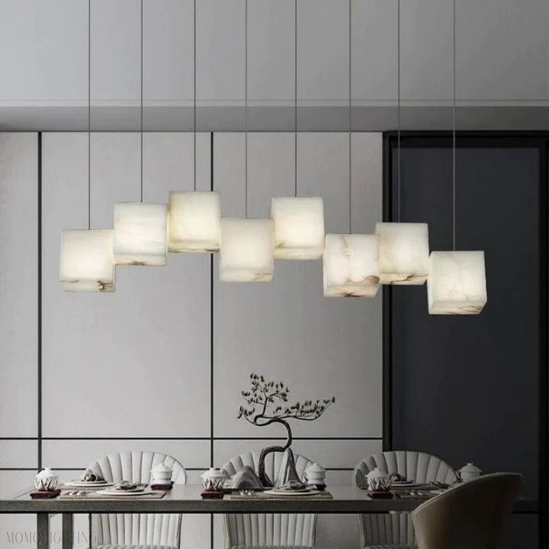 Alabaster Cubic Linear Chandelier-Nobipets