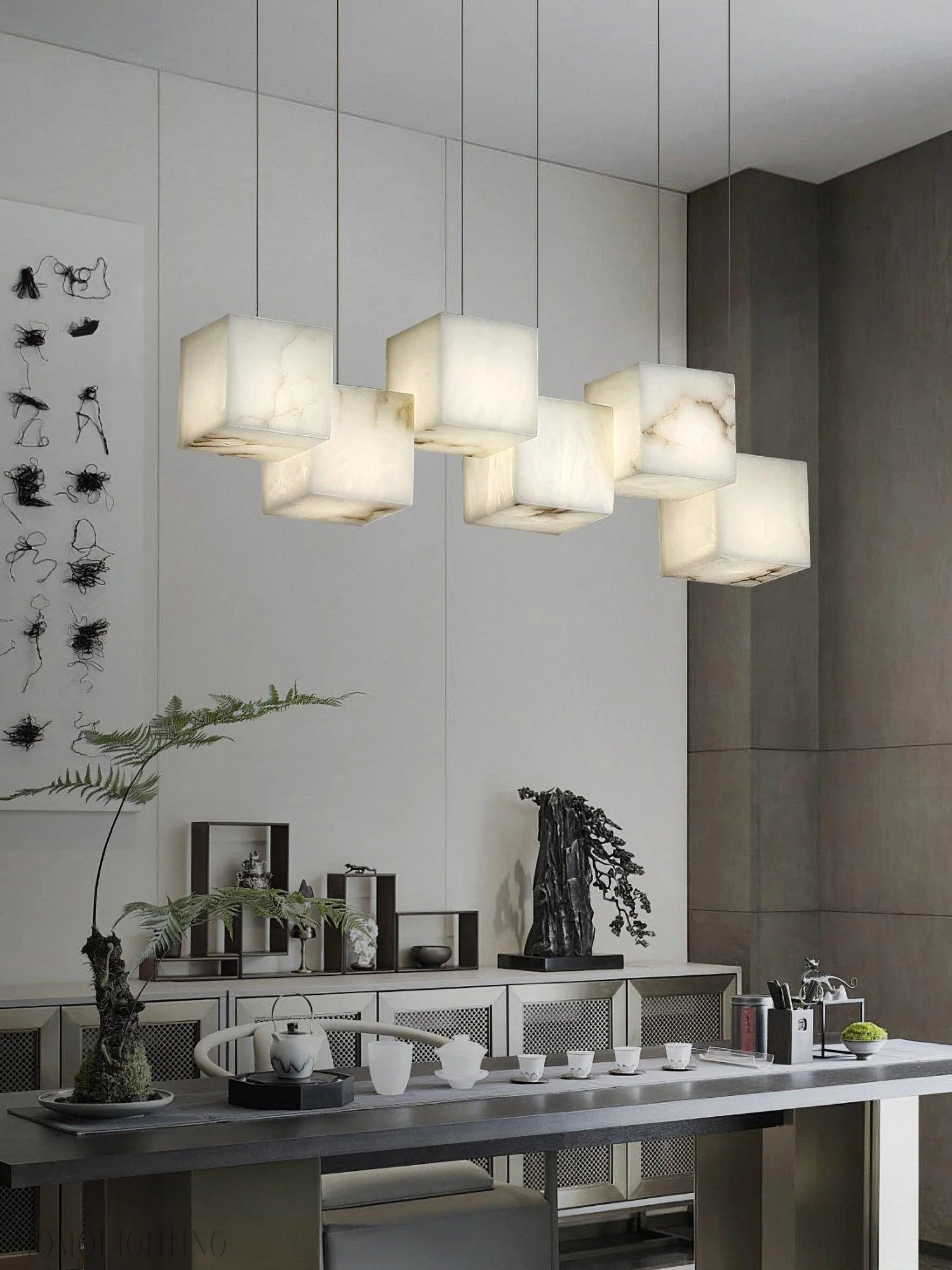 Alabaster Cubic Linear Chandelier-Nobipets