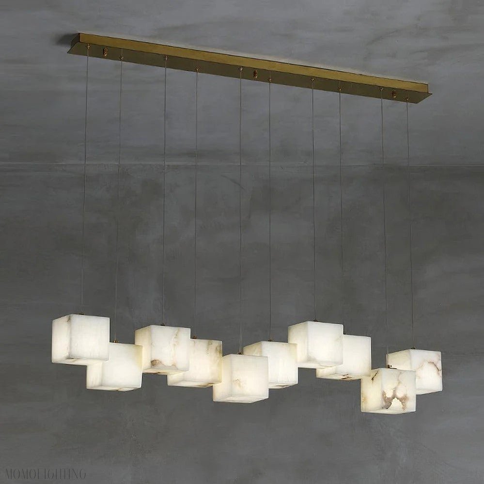 Alabaster Cubic Linear Chandelier-Nobipets