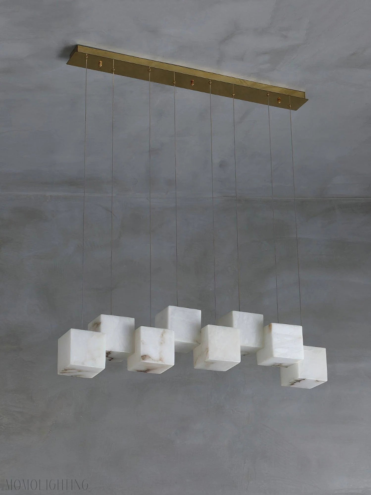 Alabaster Cubic Linear Chandelier-Nobipets