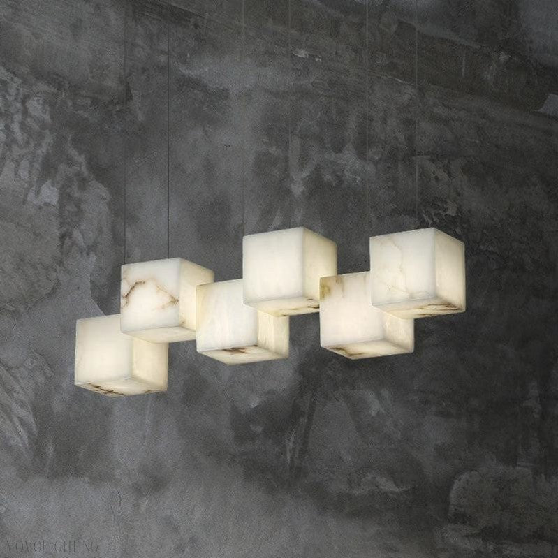 Alabaster Cubic Rectangular Chandelier-Nobipets