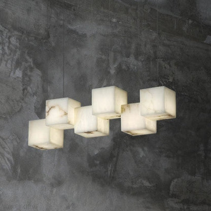 Alabaster Cubic Rectangular Chandelier-Nobipets