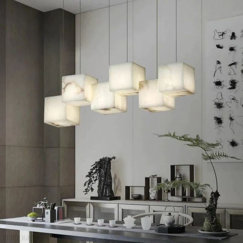 Alabaster Cubic Rectangular Chandelier-Nobipets