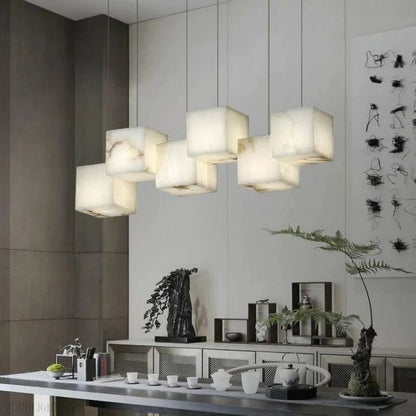 Alabaster Cubic Rectangular Chandelier-Nobipets