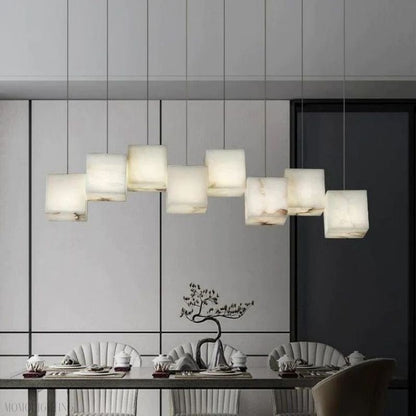 Alabaster Cubic Rectangular Chandelier-Nobipets