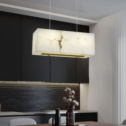Alabaster Cuboid Dining Room Chandelier-Nobipets