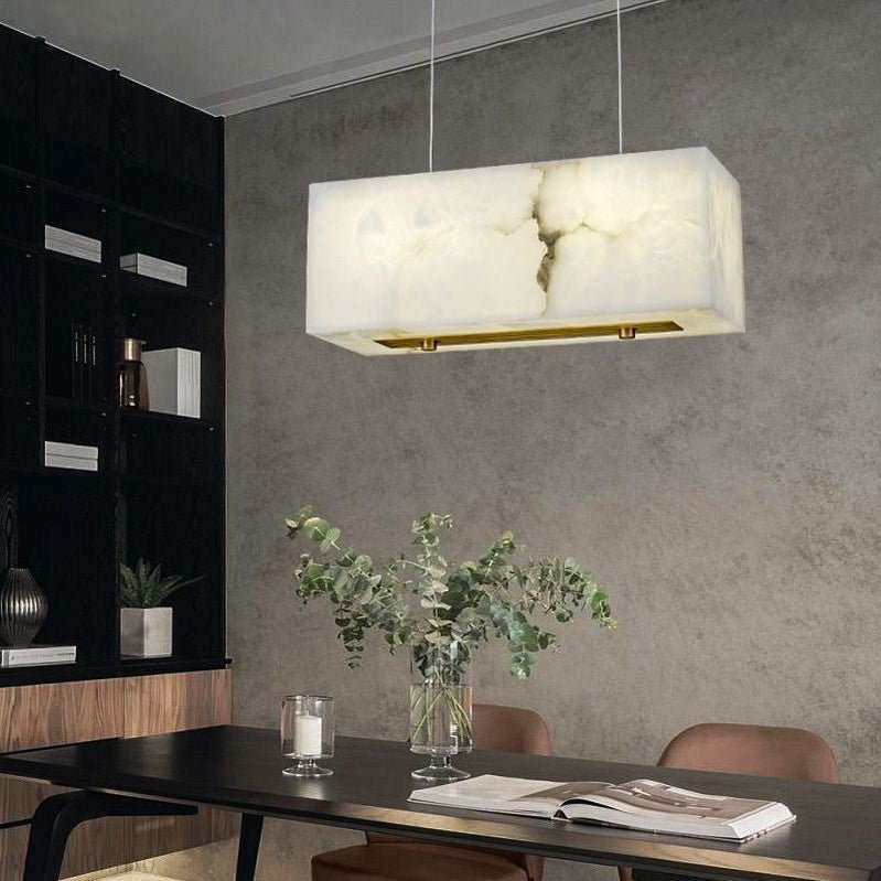 Alabaster Cuboid Dining Room Chandelier-Nobipets