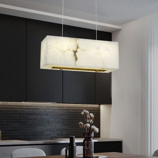 Alabaster Cuboid Dining Room Chandelier-Nobipets