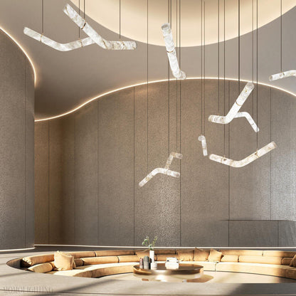 Alabaster Curved Chandelier-Nobipets