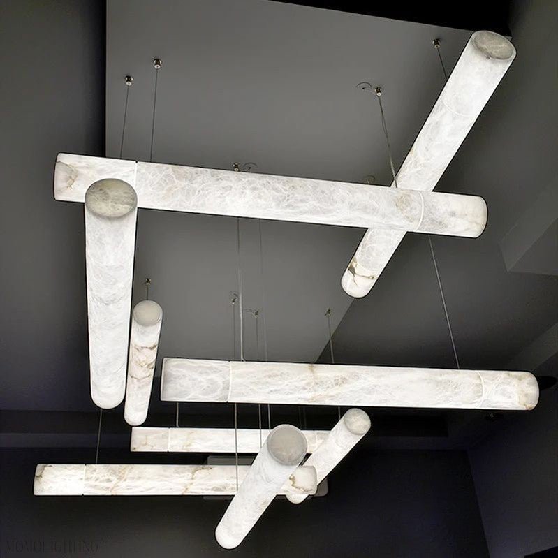 Alabaster Cylindrical Chandelier 47"-Nobipets
