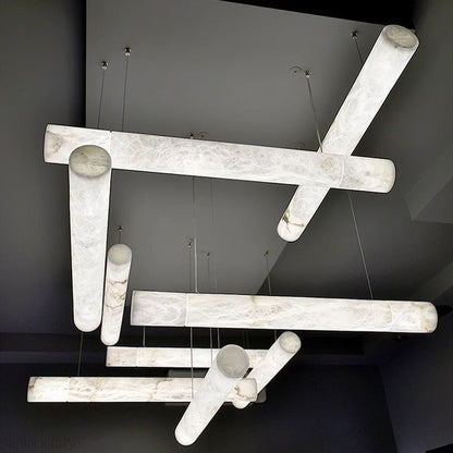 Alabaster Cylindrical Chandelier 47"-Nobipets