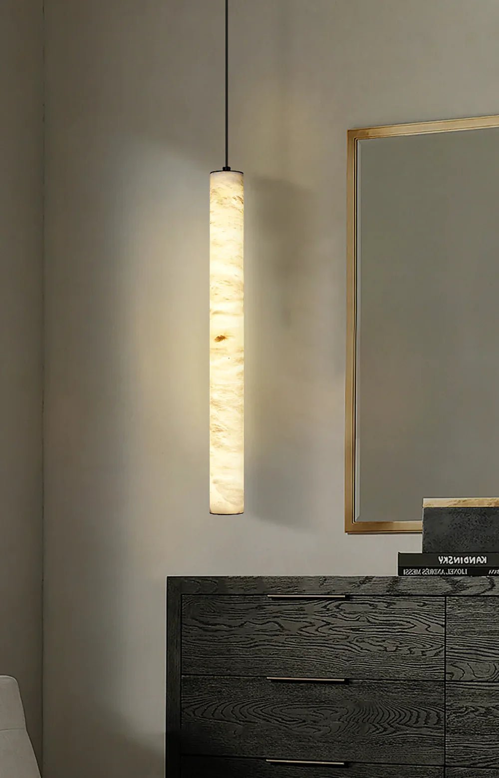 Alabaster Cylindrical Pendant Light