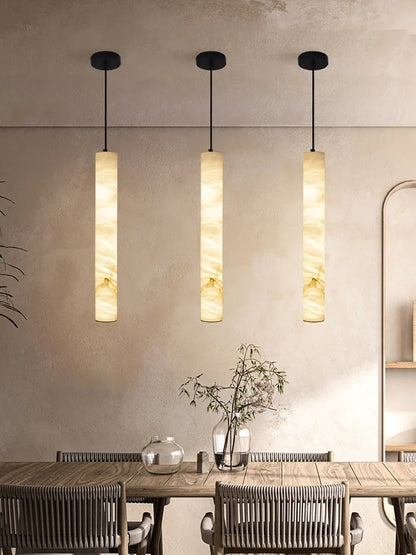 Alabaster Cylindrical Pendant Light