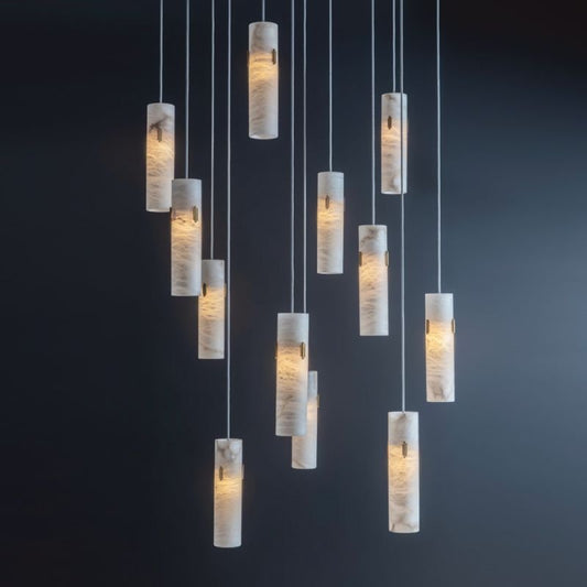 Alabaster Deco 12-Light Cluster Chandelier-Nobipets