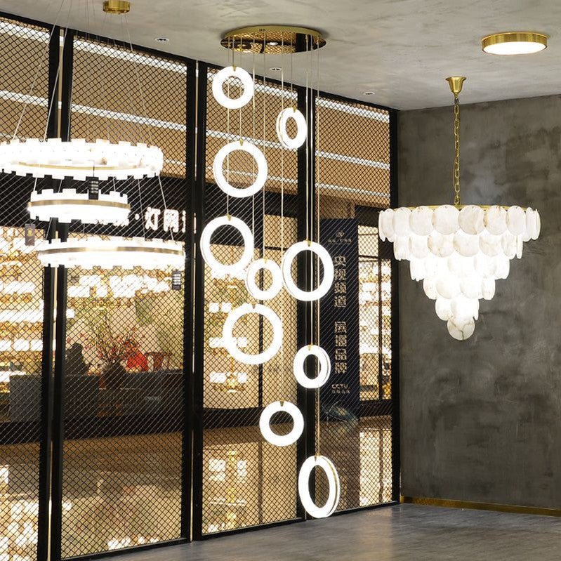 Alabaster Duplex Staircase Chandelier Light-Nobipets