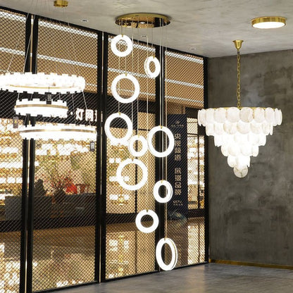 Alabaster Duplex Staircase Chandelier Light-Nobipets