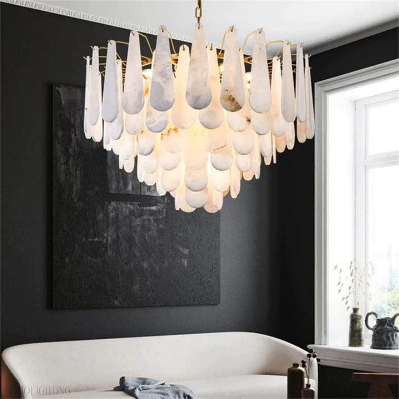 Alabaster Feathery Chandelier-Nobipets