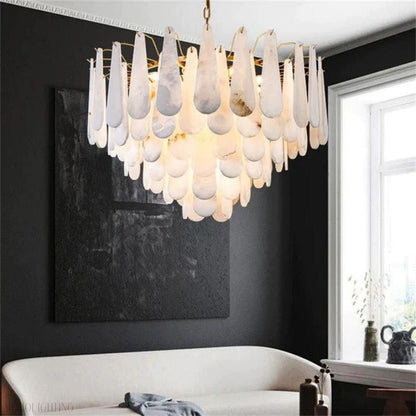 Alabaster Feathery Chandelier-Nobipets